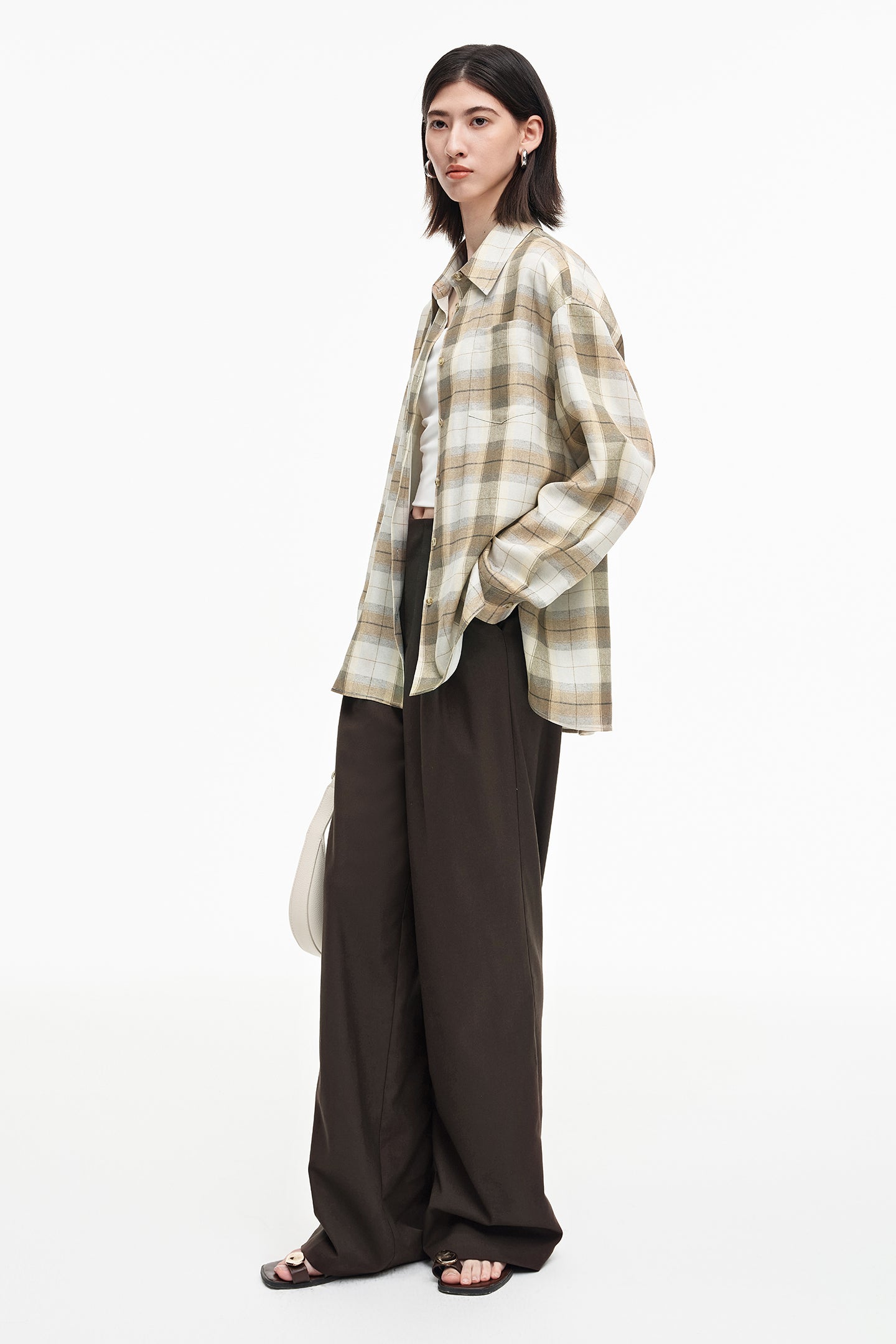 SELFWHO Tencel Acetate Blend Striped Shirt