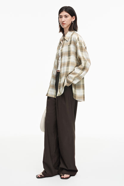 SELFWHO Tencel Acetate Blend Striped Shirt