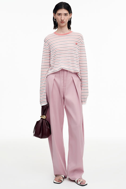 SELFWHO wool blend pleated drawstring elastic scimitar pants