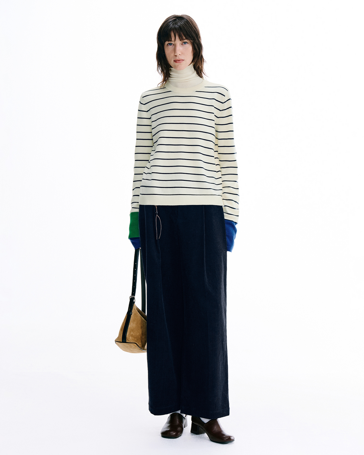 Contrast-Stripe Wool Pullover
