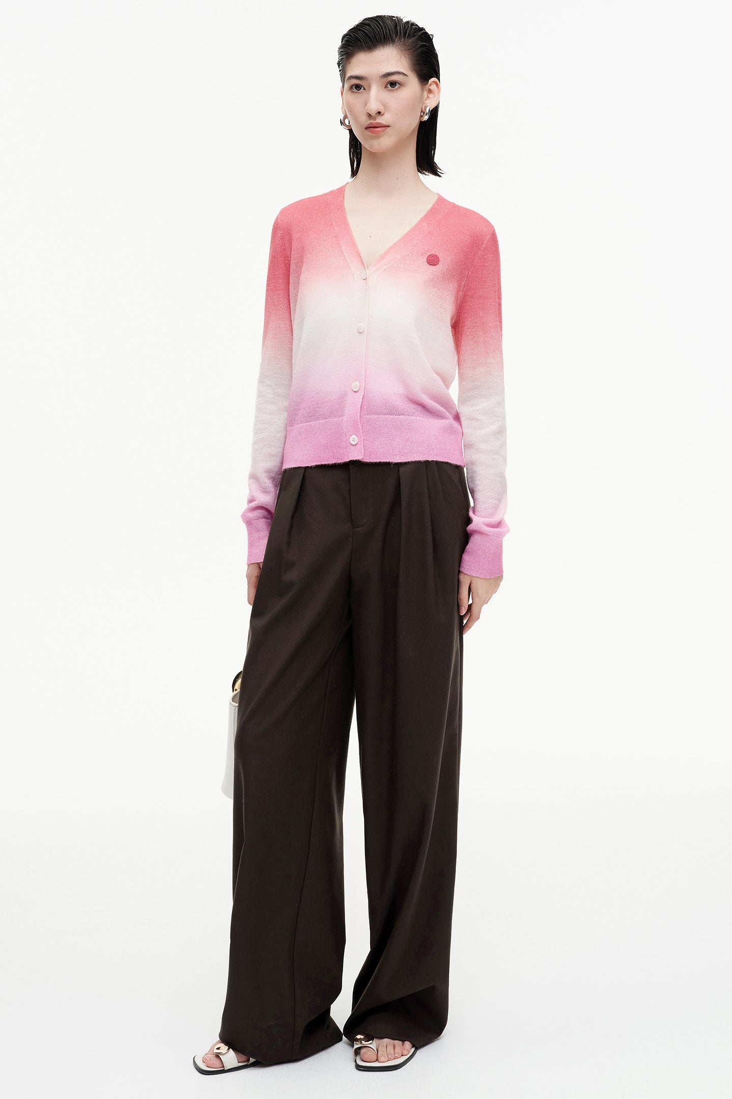 SELFWHO wool mohair gradient contrast sweater