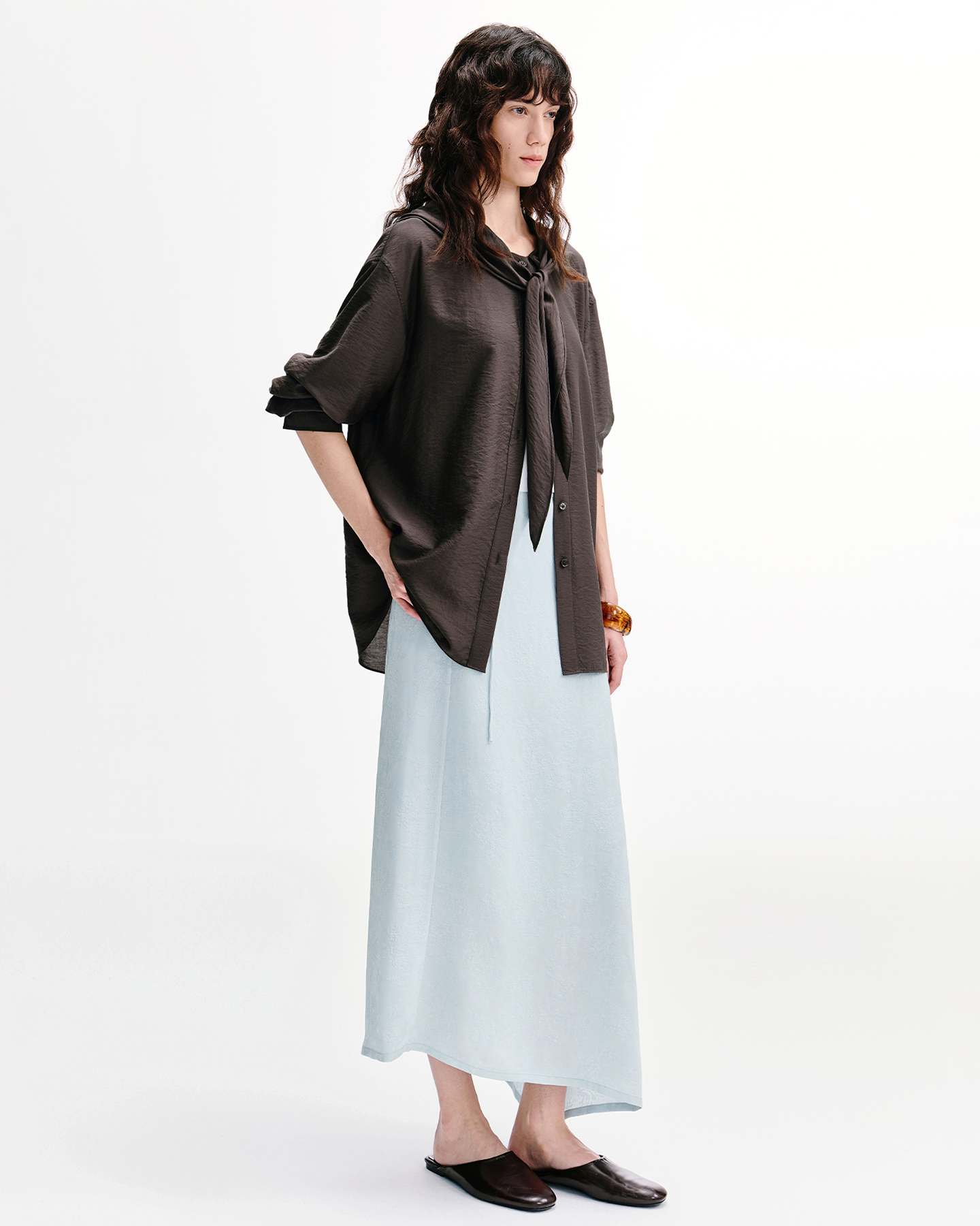 Asymmetric Wrap-Panel Jacquard Skirt