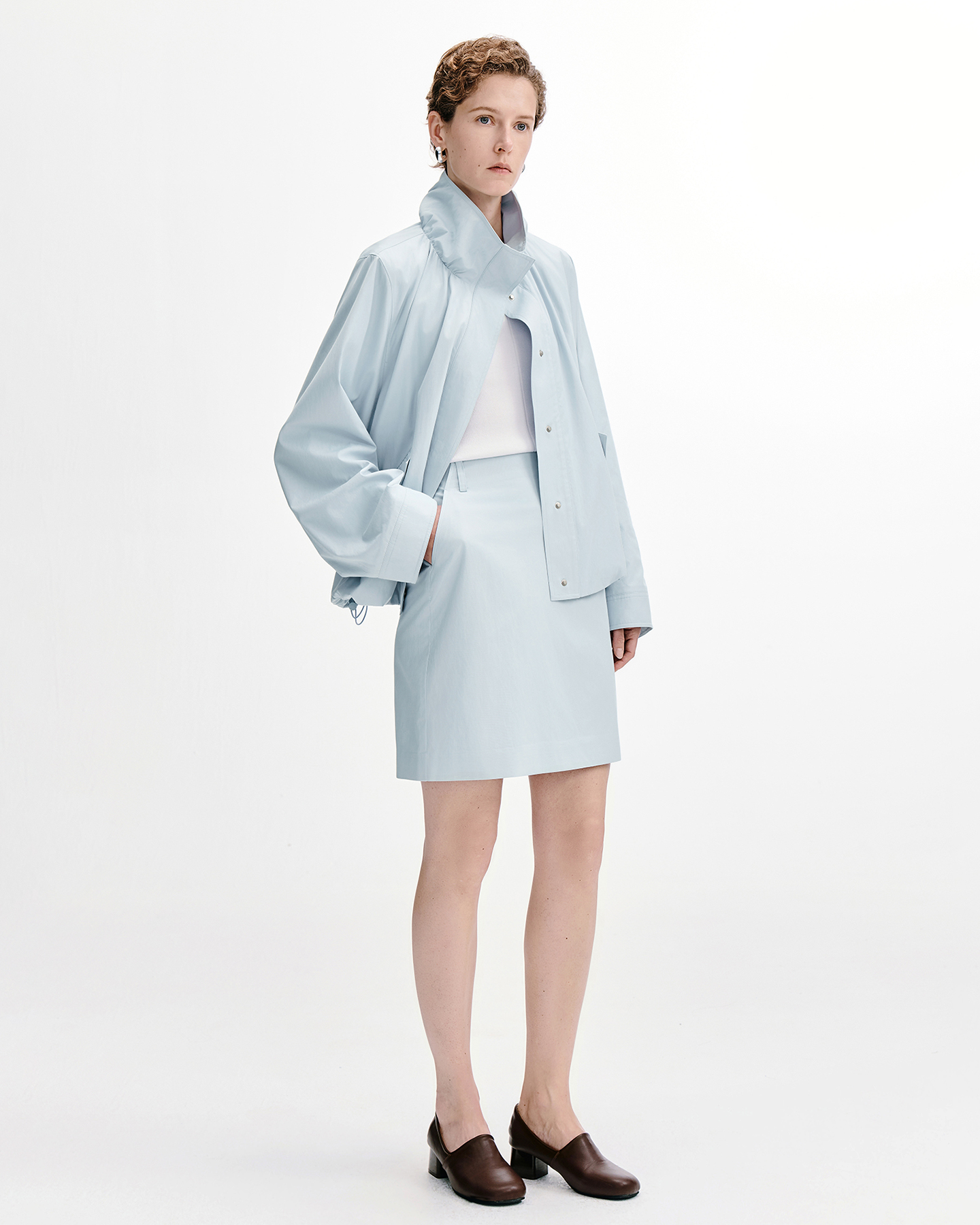 Smocked Bubble-Hem Jacket & Skirt Set – Cotton-Blend