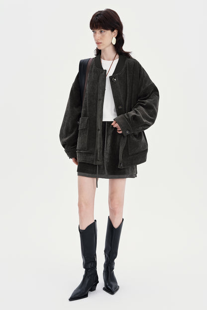 SELFWHO Bahn Style Down-Feel White Duck Down Baseball Down Jacket