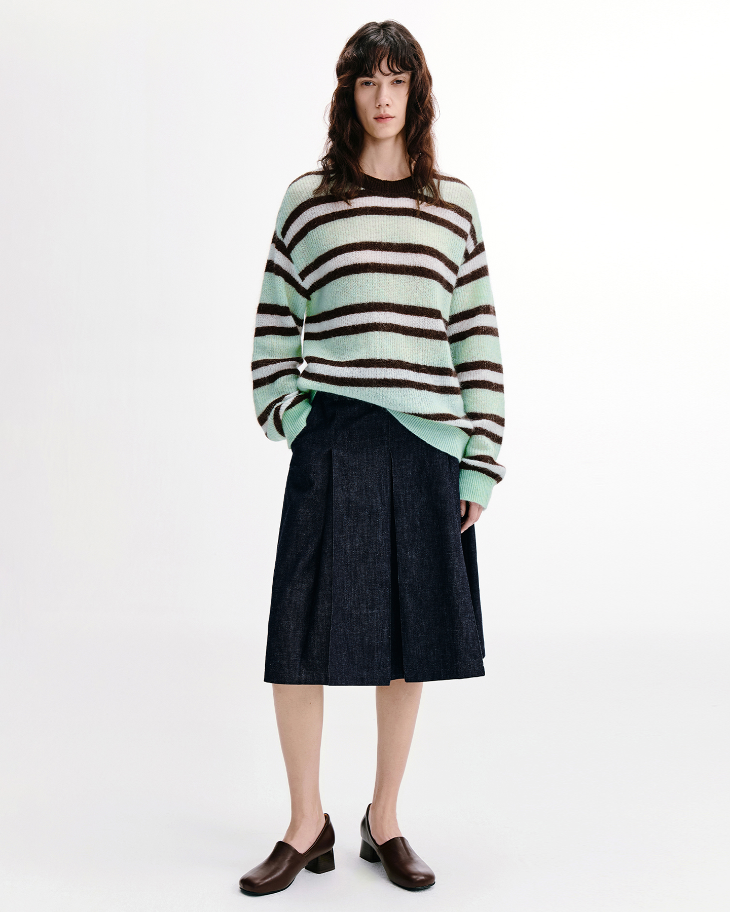 Mint-Chocolate Stripe Knit – Merino Blend
