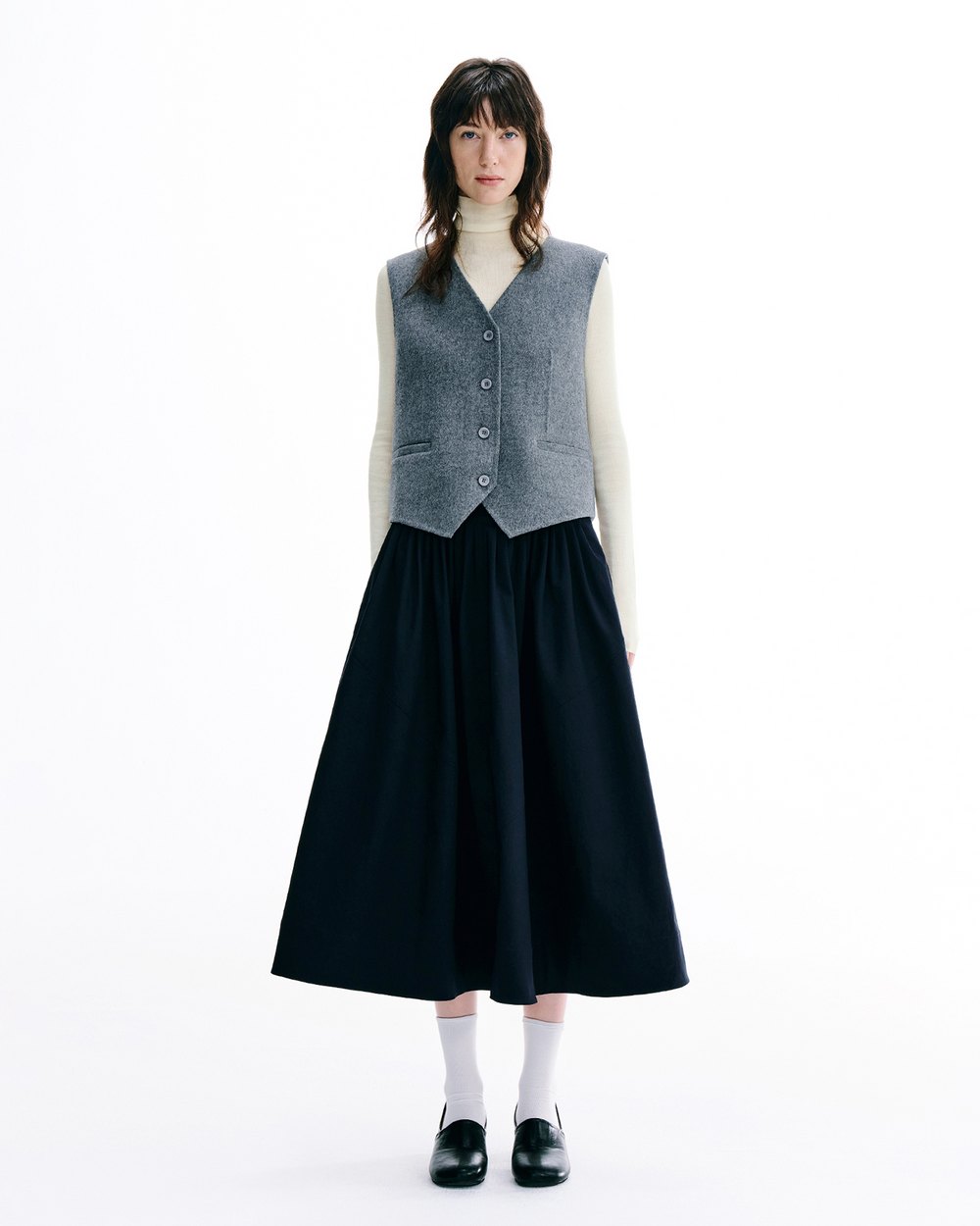 Double-Face Wool V Neck Vest