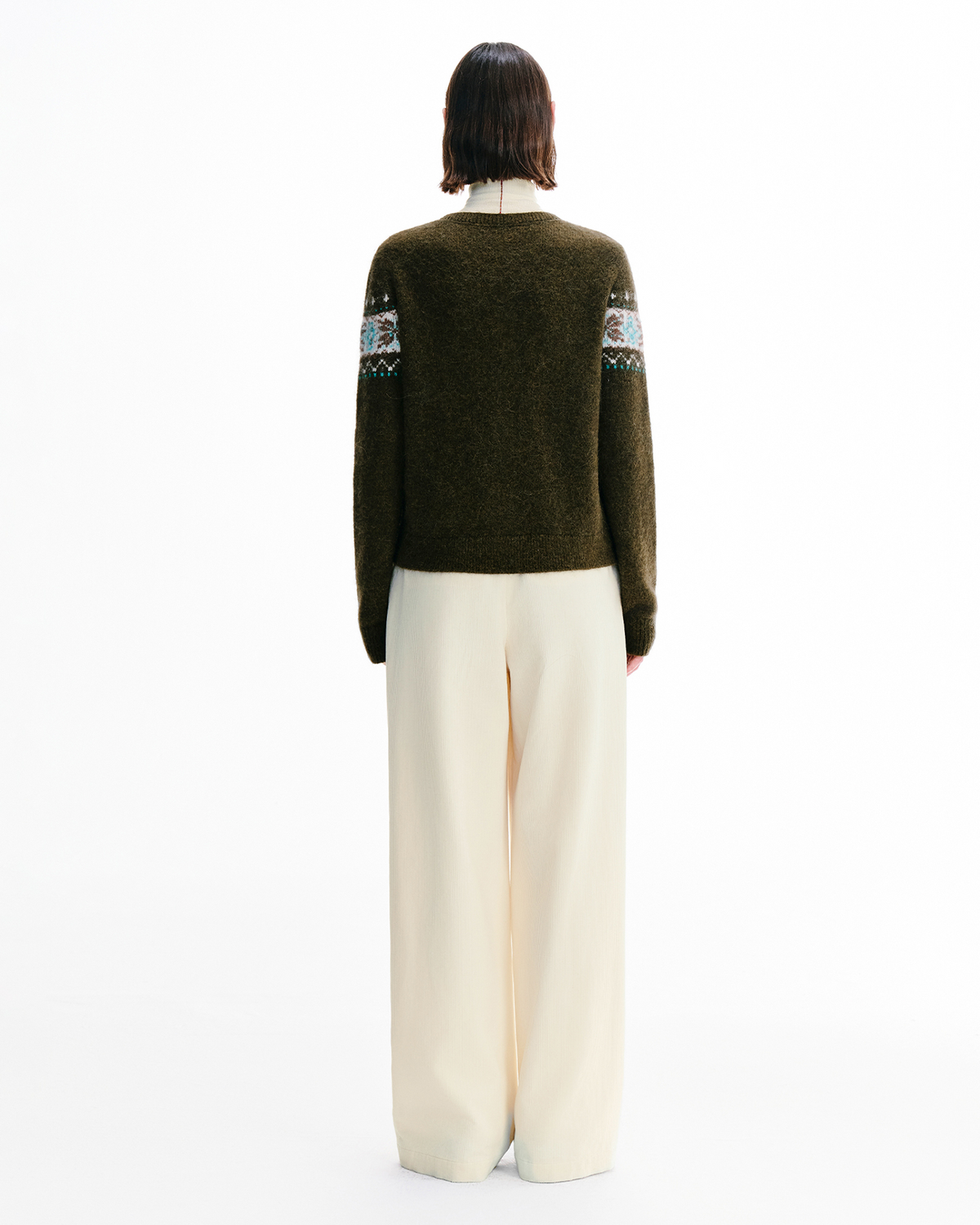 Fair Isle Yoke Wool Cardigan