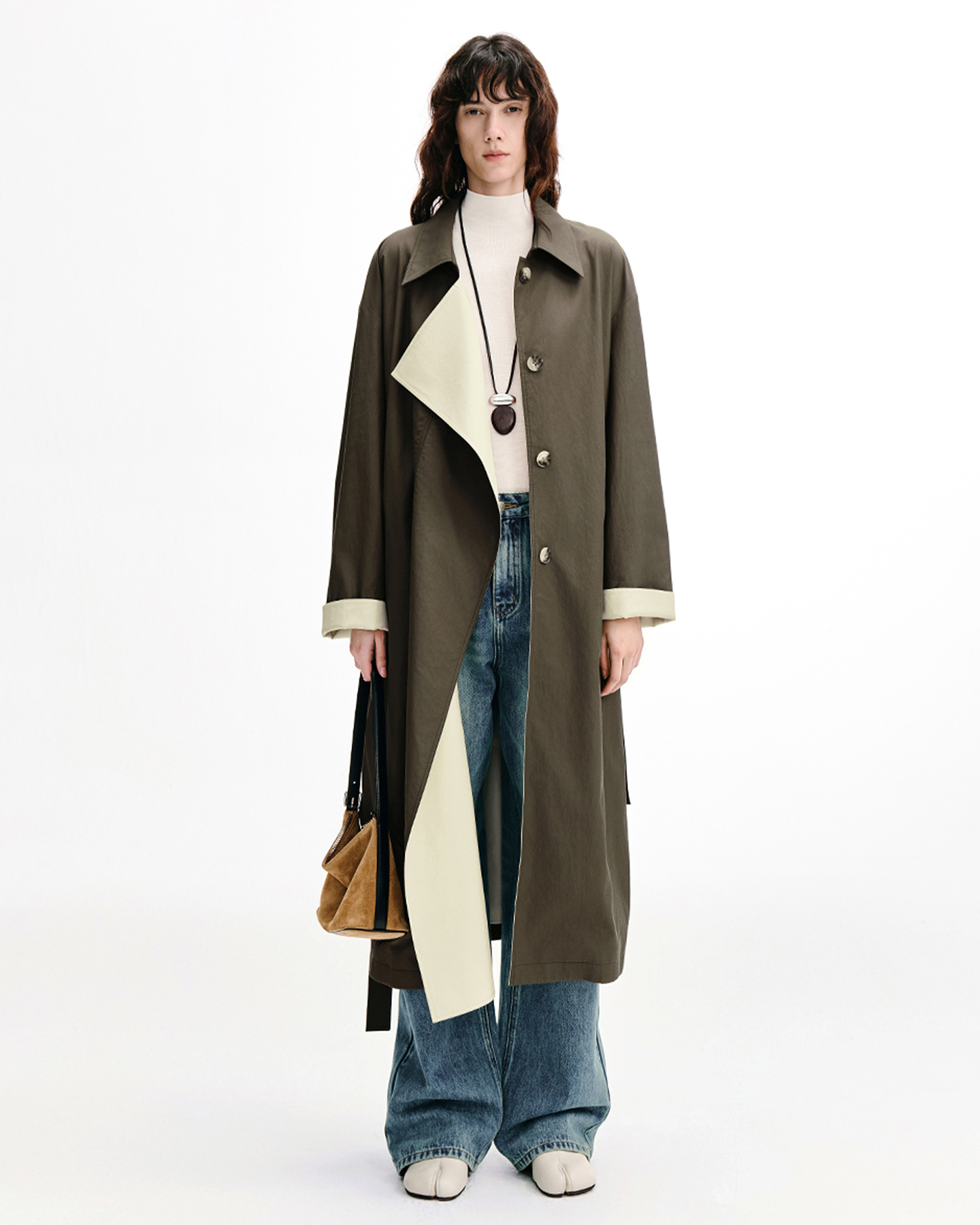 Long Trench Coat – Toasted Brown Cotton-Blend