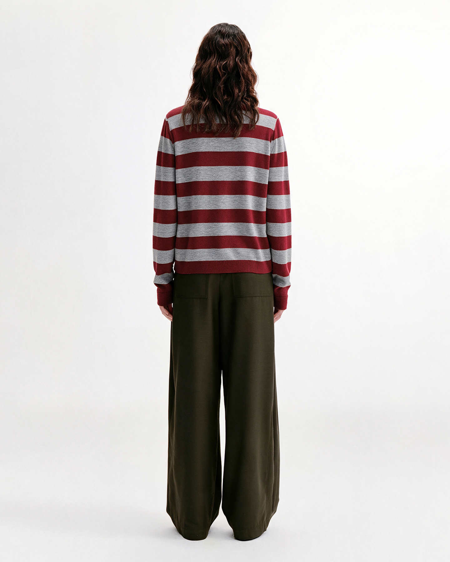 Retro-Stripe Polo Sweater – Wool Blend