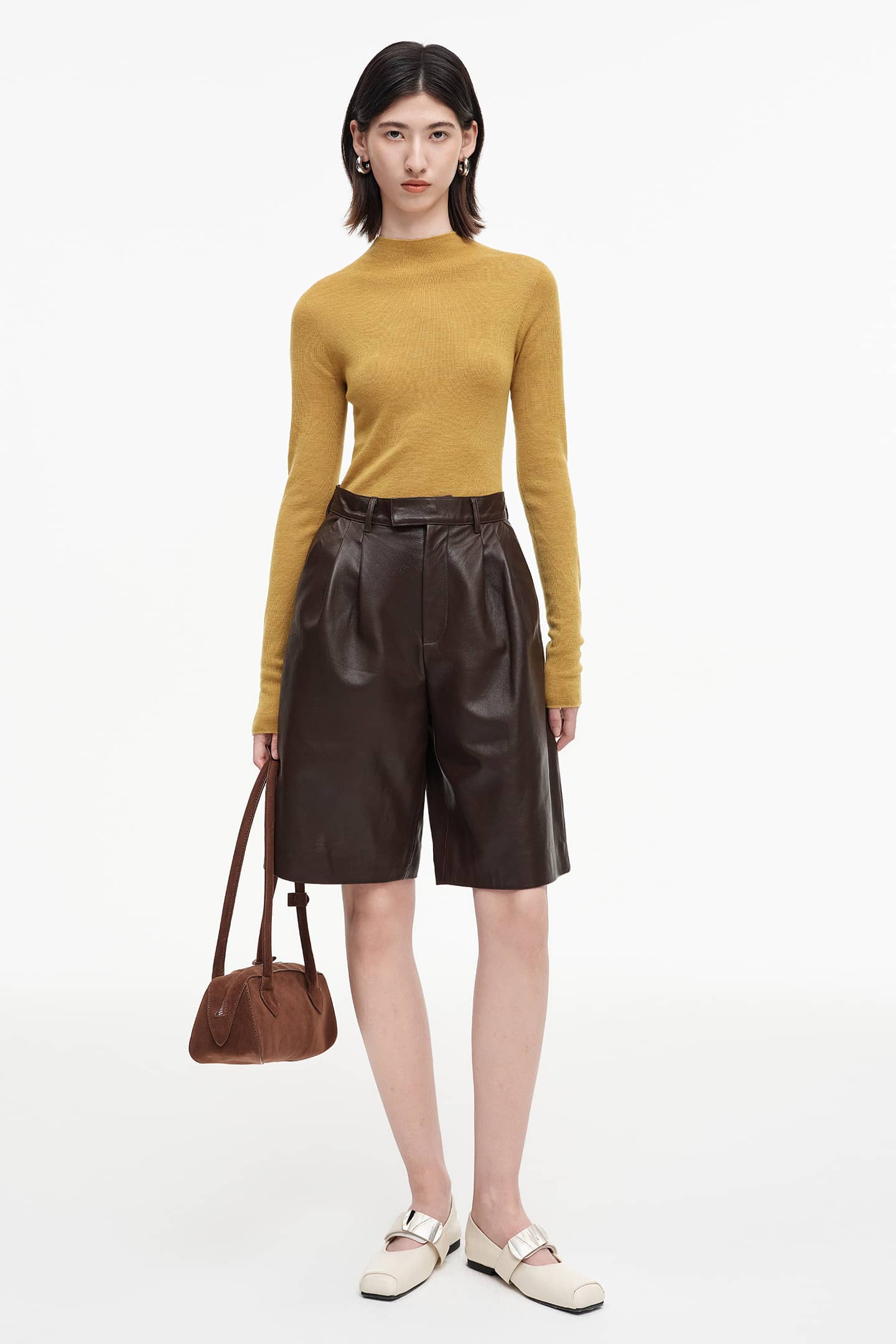 SELFWHO Merino Wool Half Turtleneck Sweater