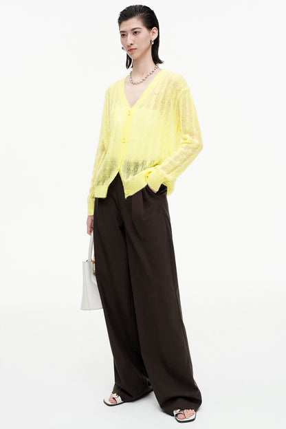 SELFWHO cashmere blended hollow twisted sweater