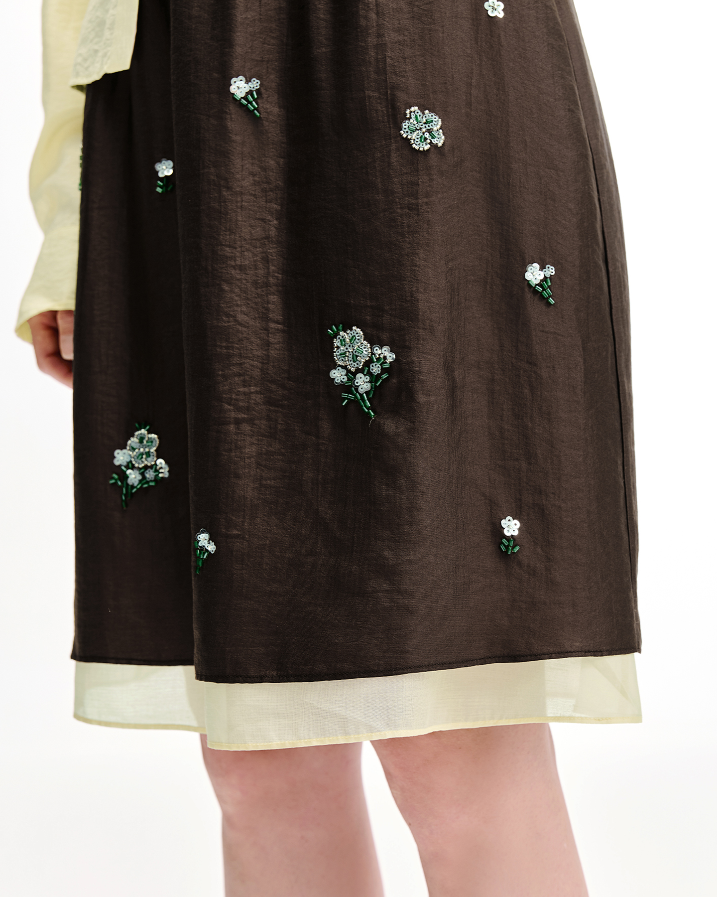 Meconopsis-Print Mini Skirt – Beaded Detail