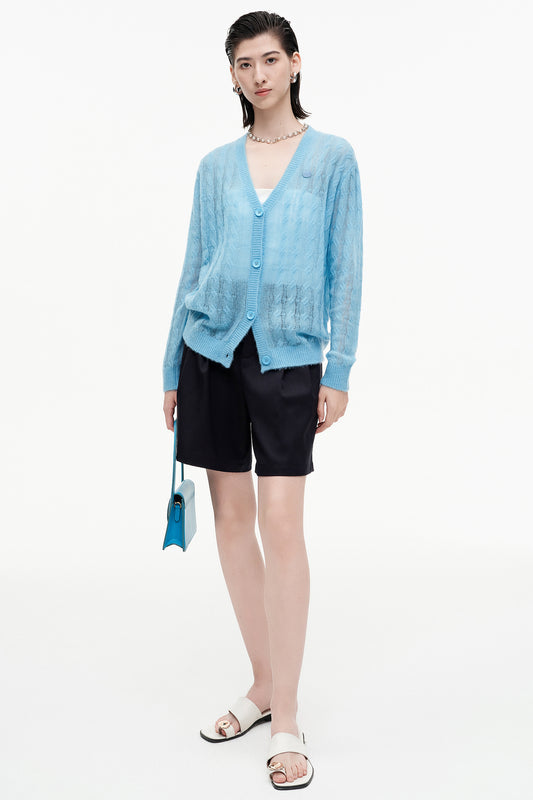 SELFWHO cashmere blended hollow twisted sweater