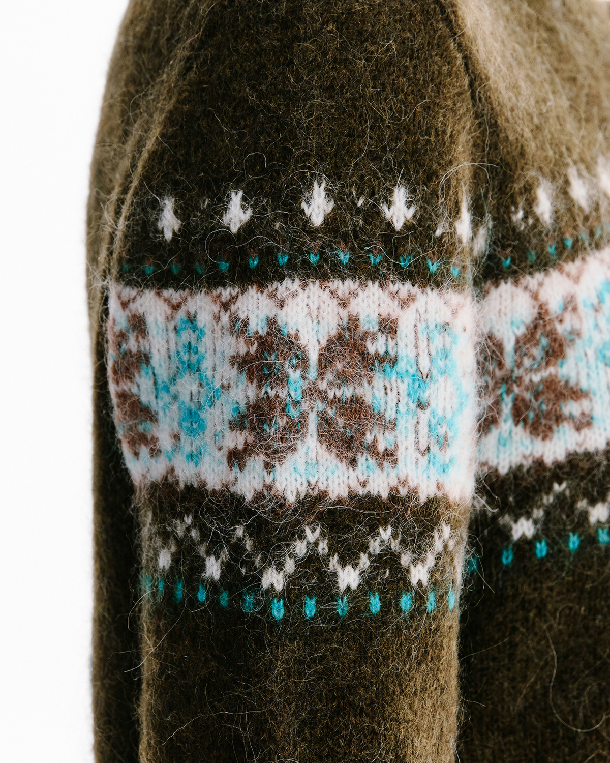 Fair Isle Yoke Wool Cardigan