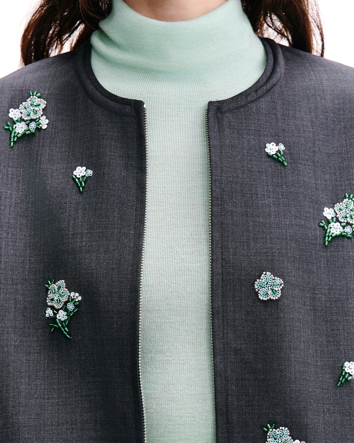 Meconopsis-Beaded Zip Jacket & Skirt Set