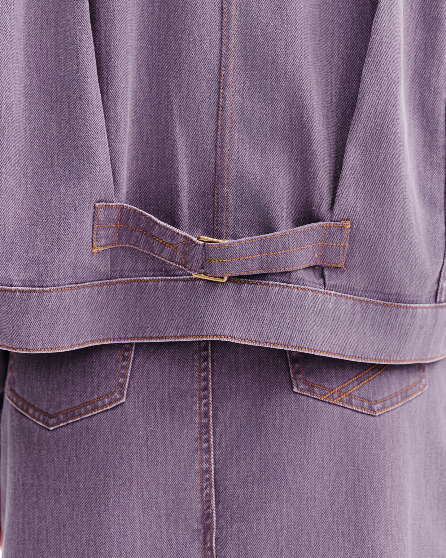 Vintage-Wash Denim Jacket & A-Line Skirt Set