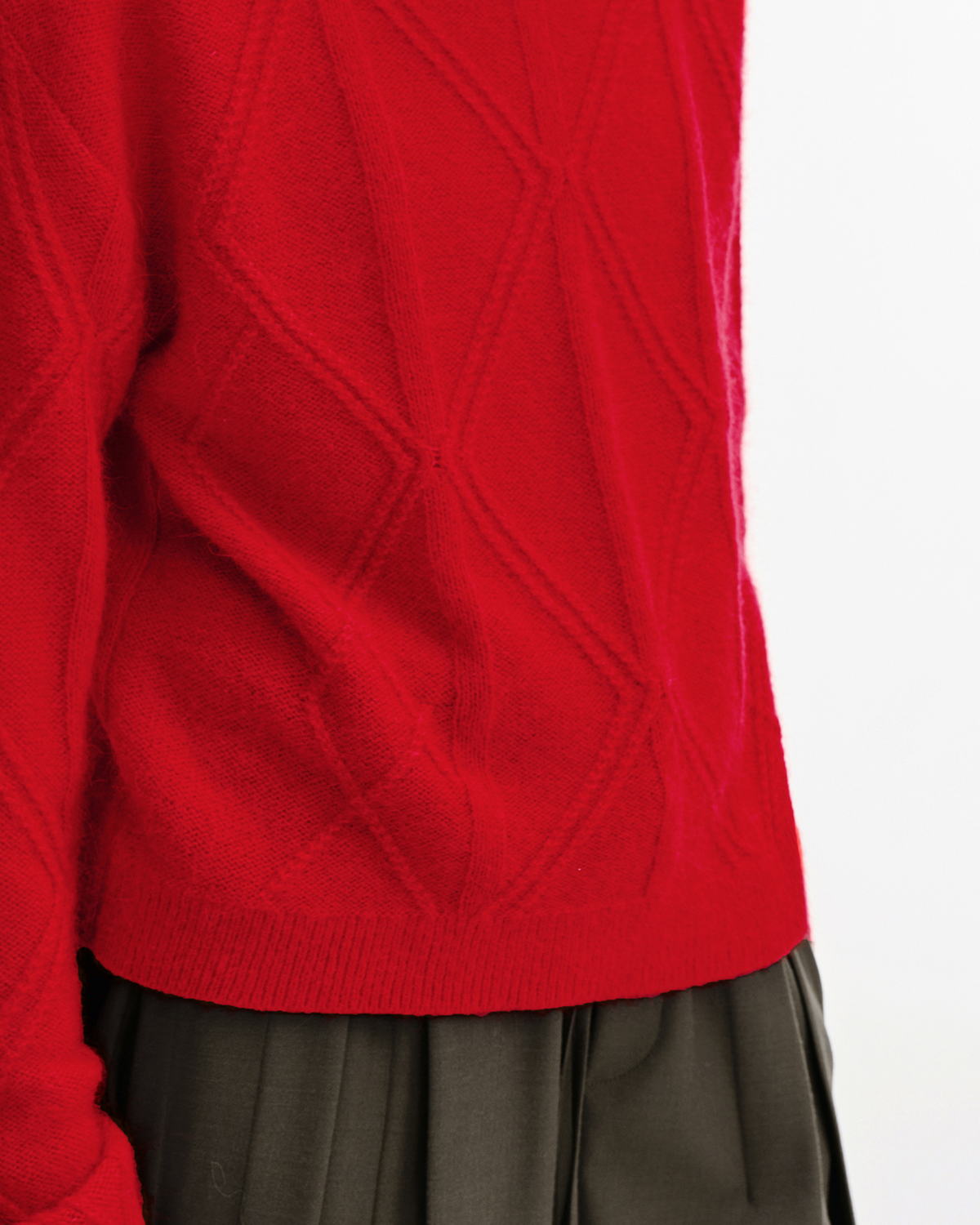 Cable-Knit Check Sweater – Wool Blend