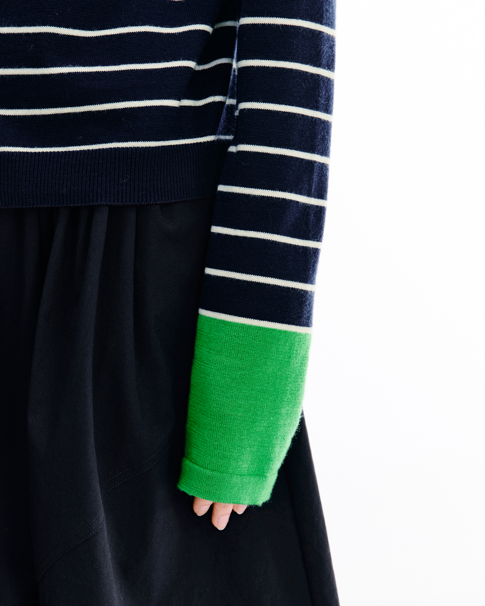 Contrast-Stripe Wool Cardigan