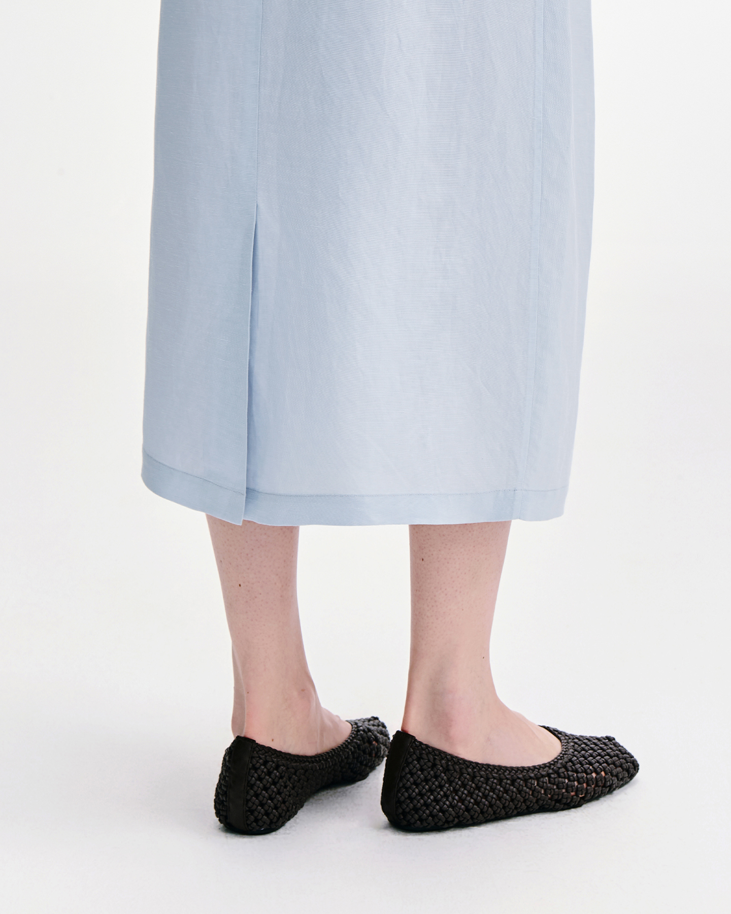 Linen-Blend Vest & Straight Skirt Two-Piece Set