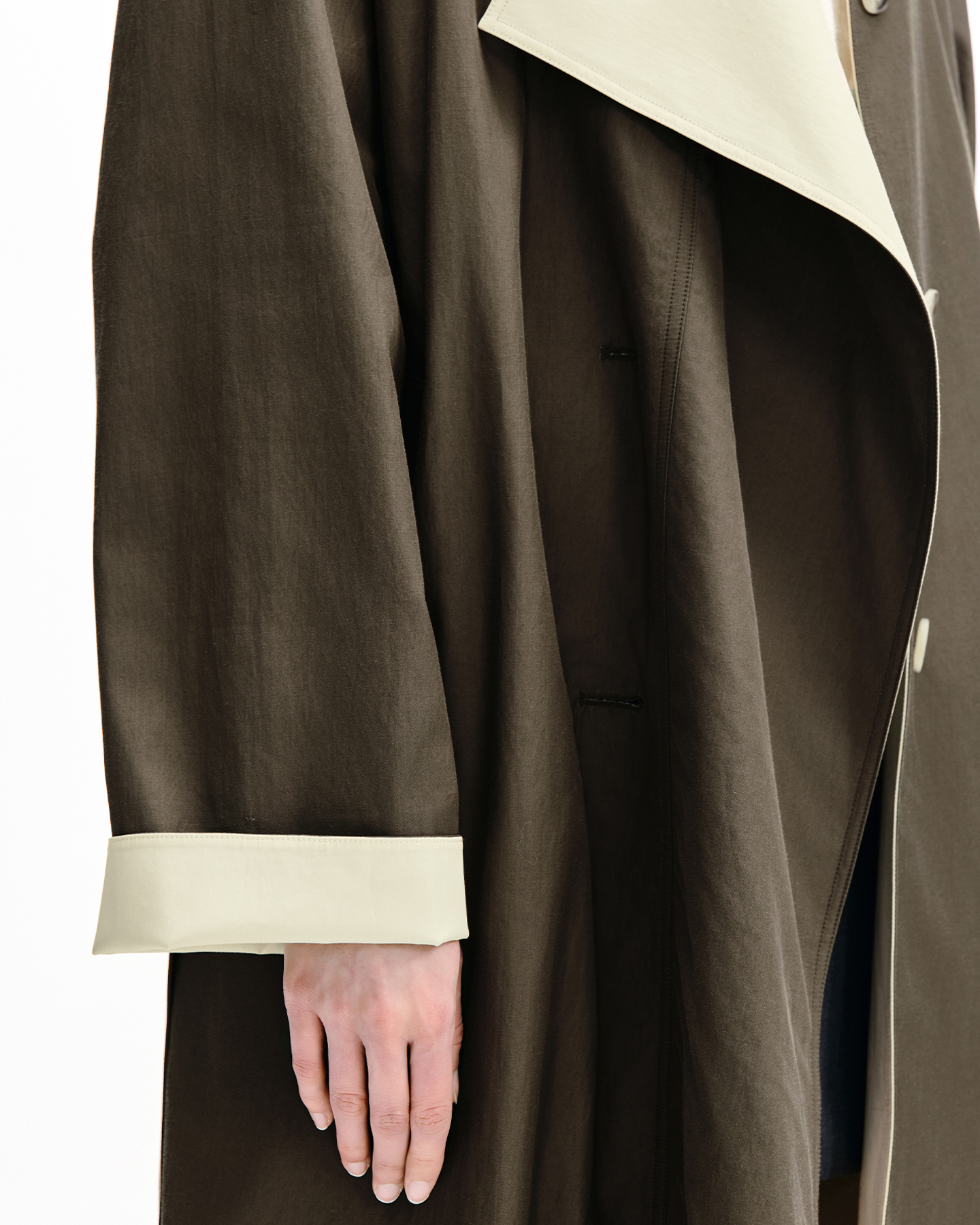 Long Trench Coat – Toasted Brown Cotton-Blend