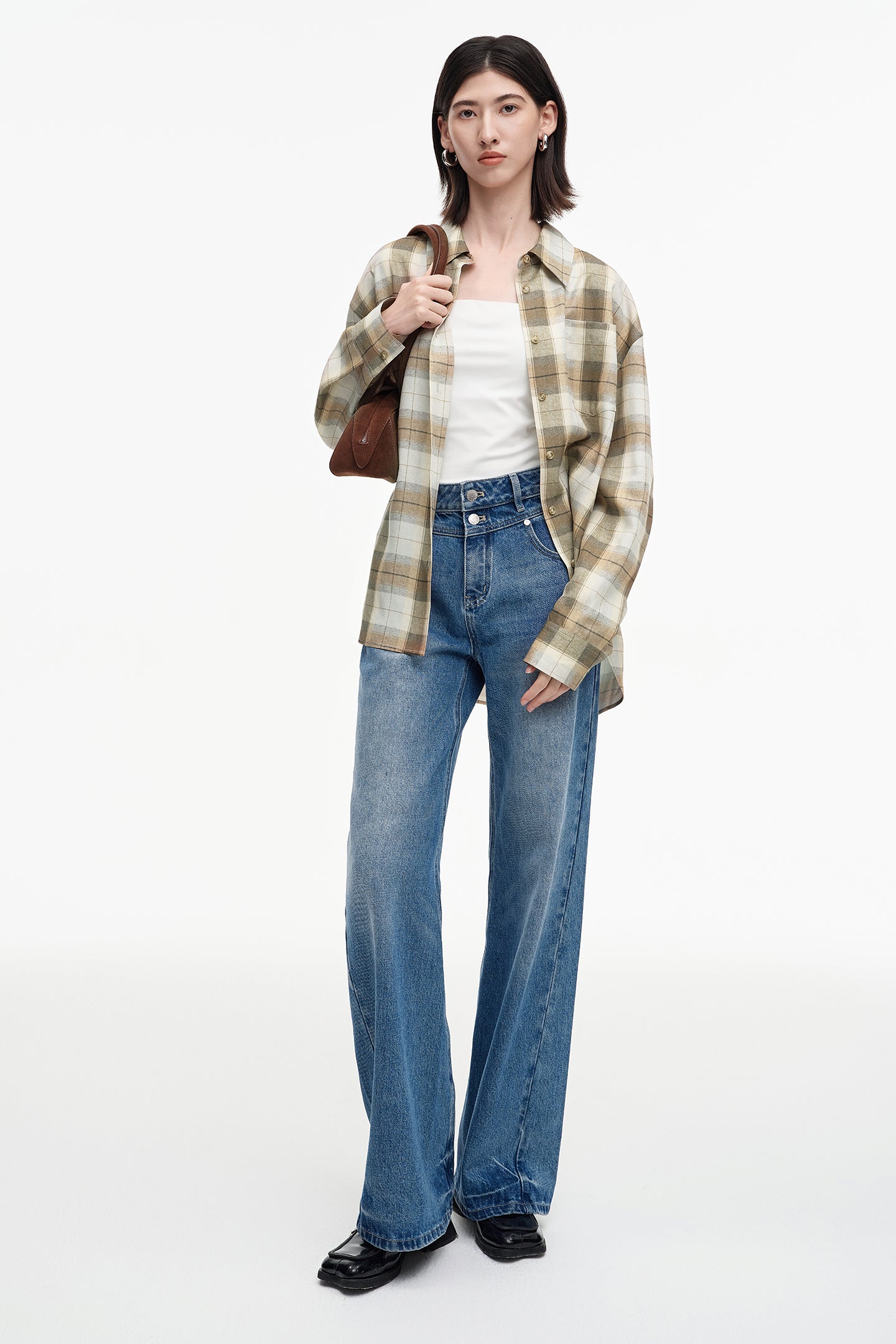 SELFWHO Tencel Acetate Blend Striped Shirt