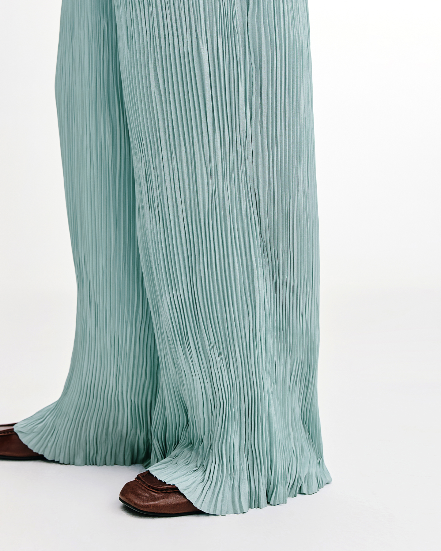 Drapey Pleated Wide-Leg Pants