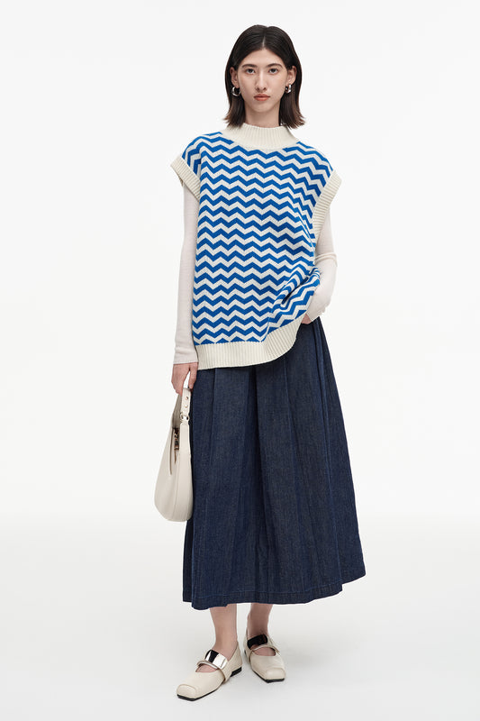 SELFWHO Wool And Cashmere Blend Contrasting Wool Vest