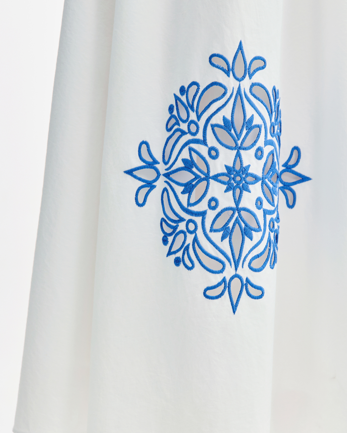 Smocked A-Line Skirt with Lattice Embroidery