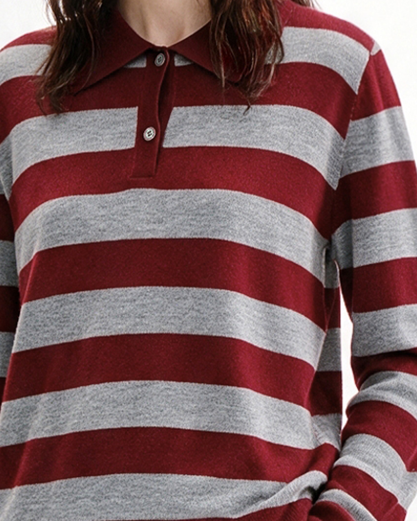 Retro-Stripe Polo Sweater – Wool Blend