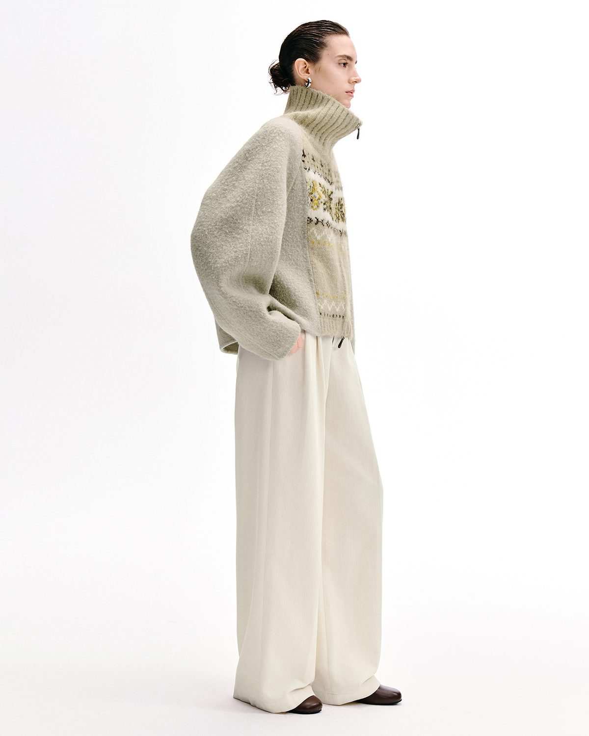 Fair Isle Wool Jacket – Funnel Neck
