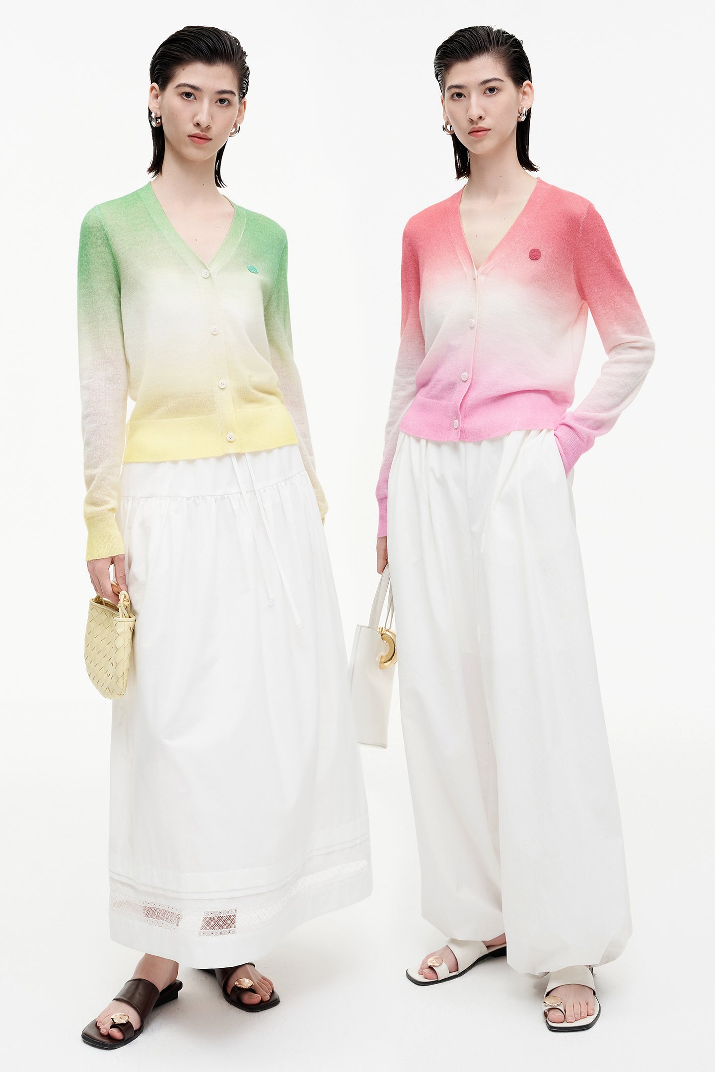 SELFWHO wool mohair gradient contrast sweater