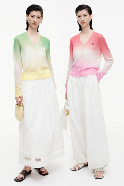 SELFWHO wool mohair gradient contrast sweater