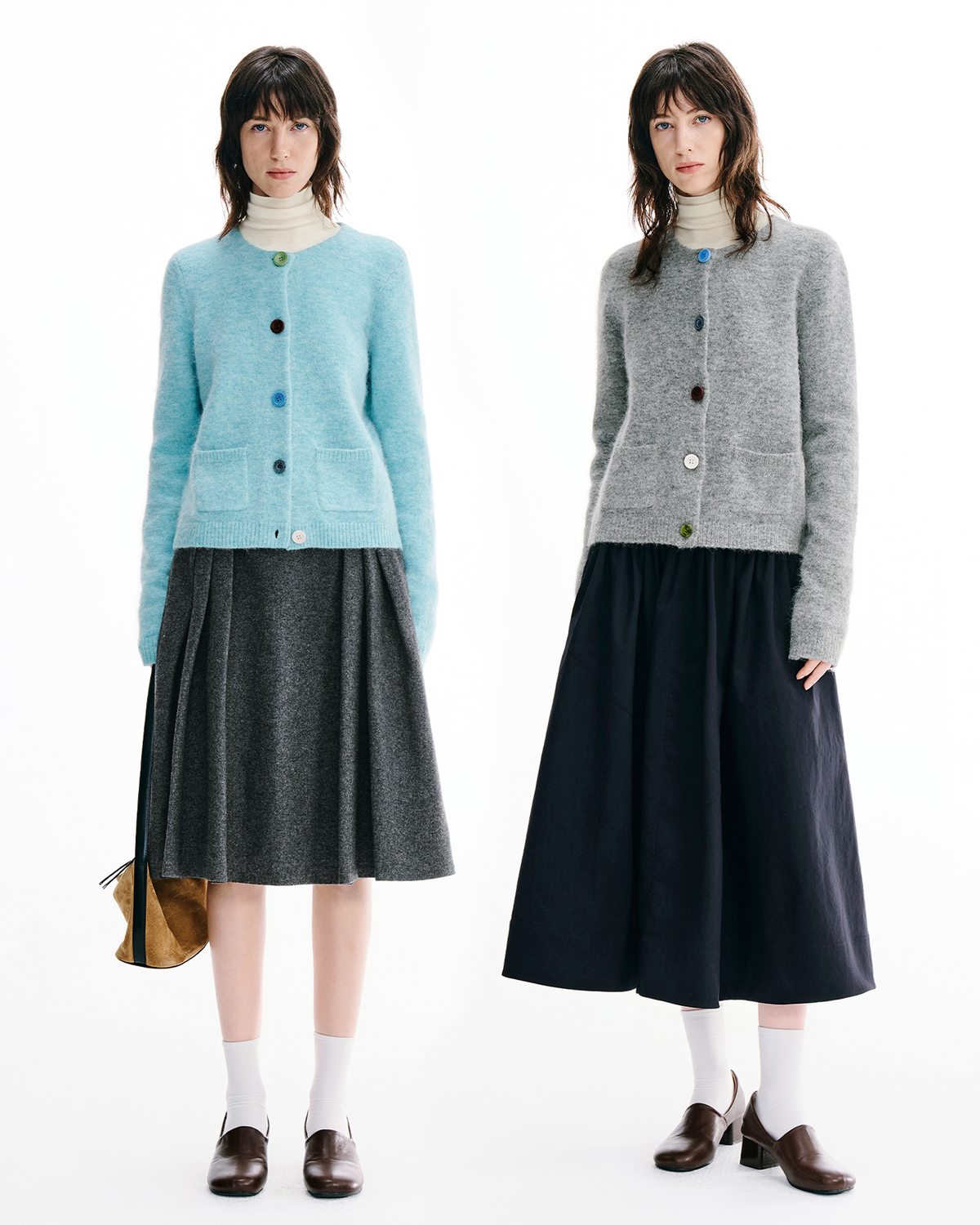 Contrast-Trim Alpaca Cardigan
