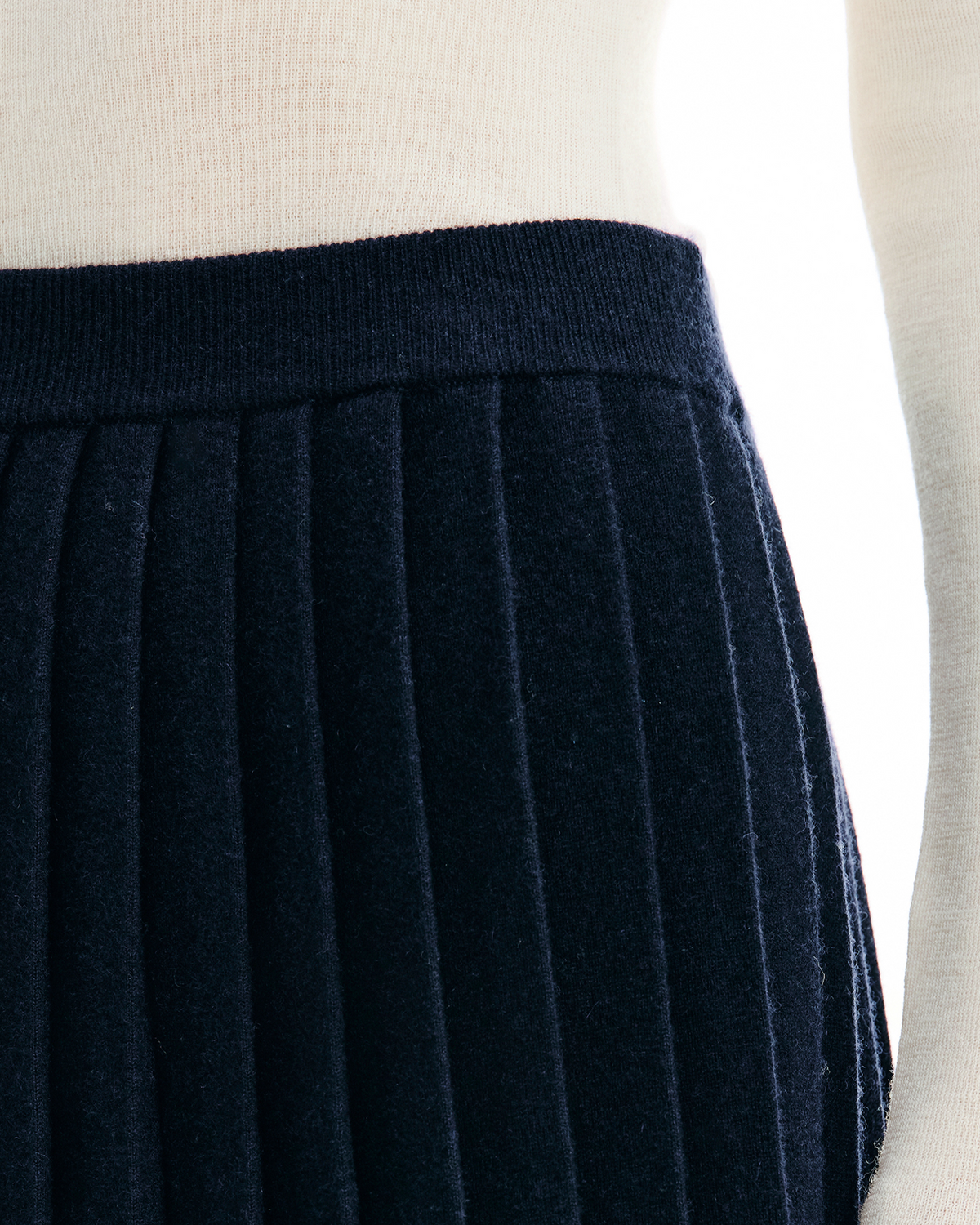 Pleated A-Line Wool Mini Skirt