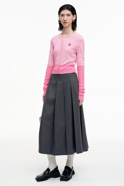 SELFWHO Pink Wool Knit Cardigan Jacket