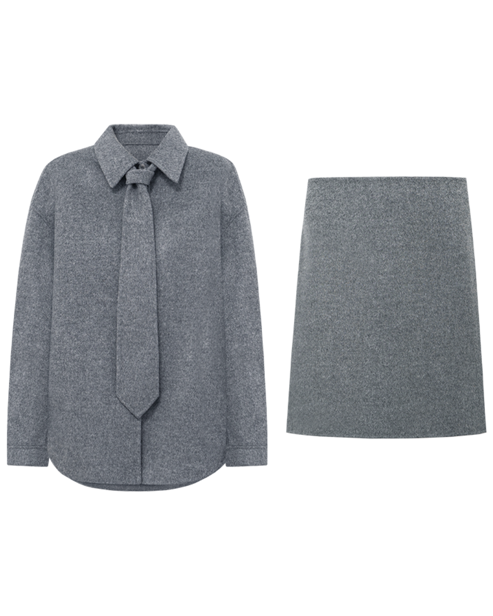 Double Face Wool Blend Detachable Tie Shacket