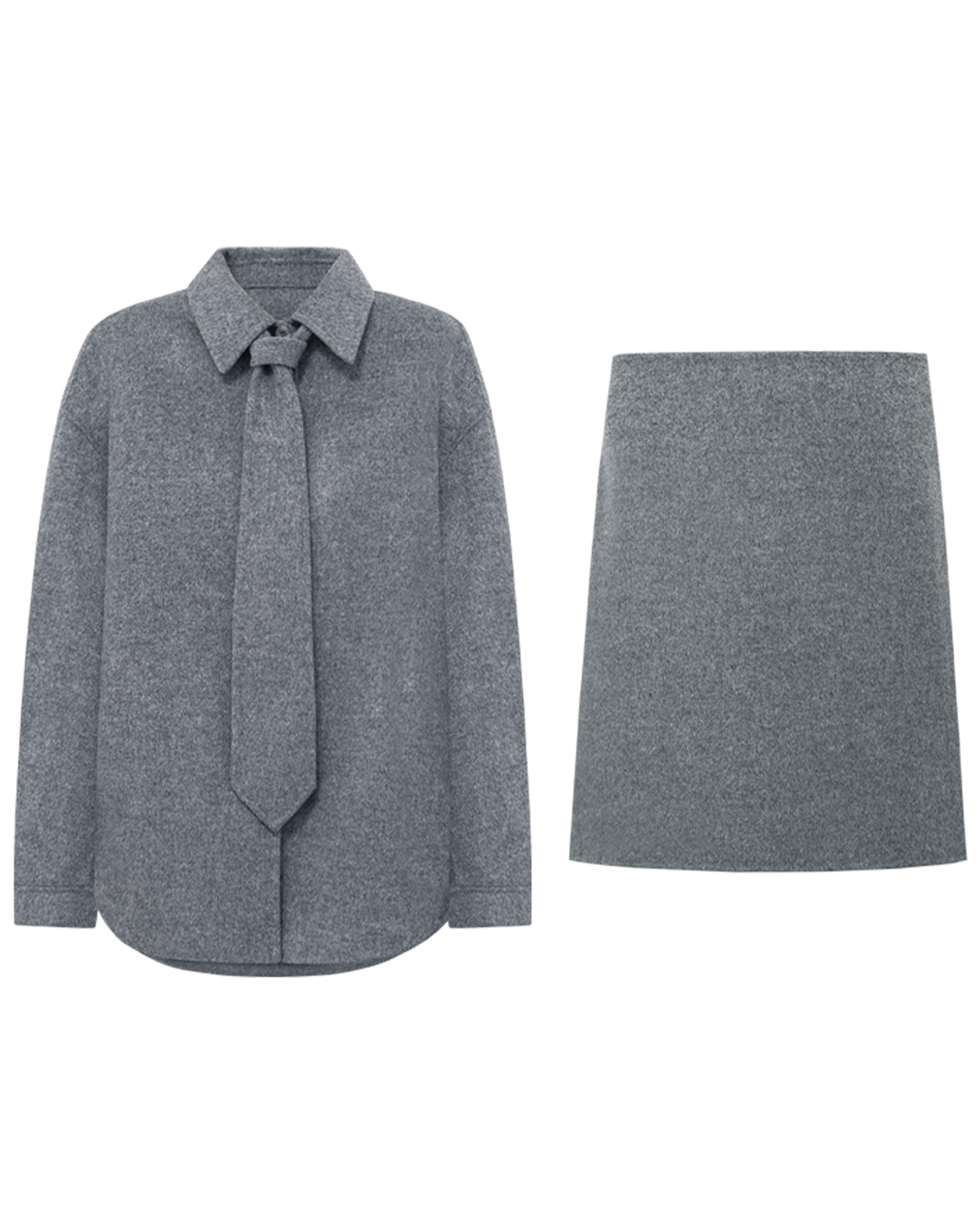 Double Face Wool Blend Detachable Tie Shacket