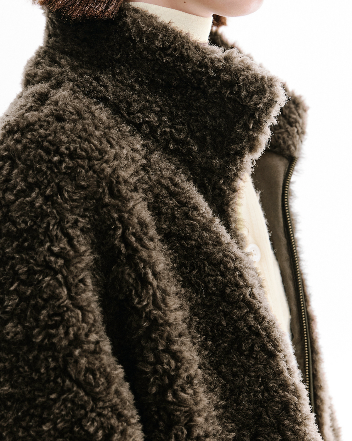 Cocoon Turtleneck Zip Coat– Wool Blend