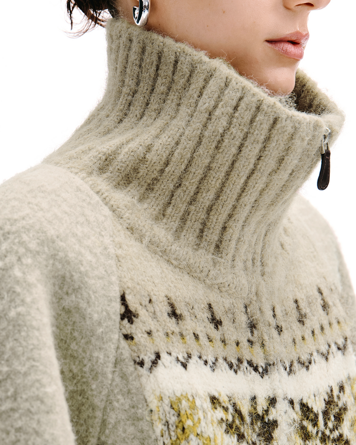 Fair Isle Wool Jacket – Funnel Neck