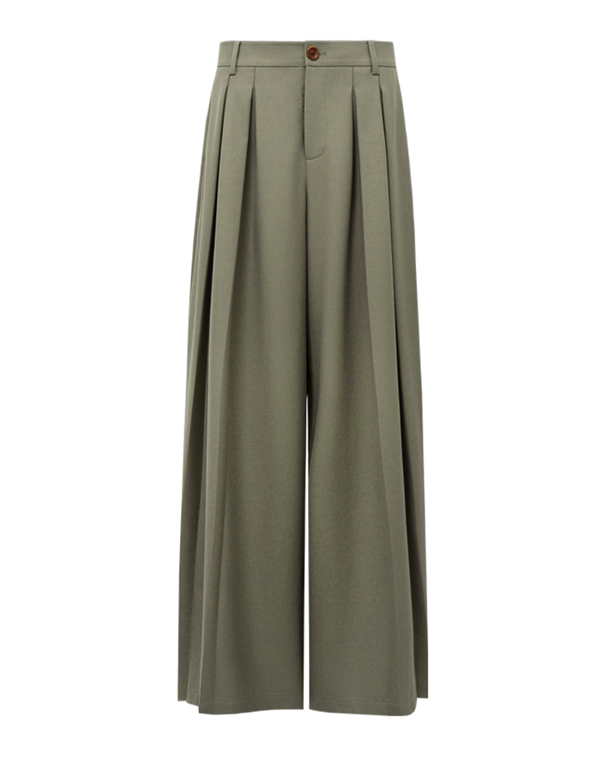 Pleated Wide-Leg Trousers – Wool Blend