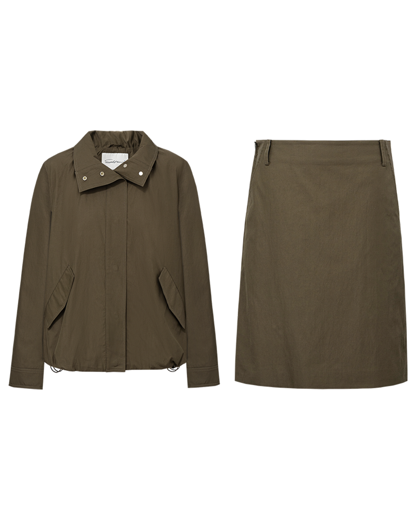Smocked Bubble-Hem Jacket & Skirt Set – Cotton-Blend