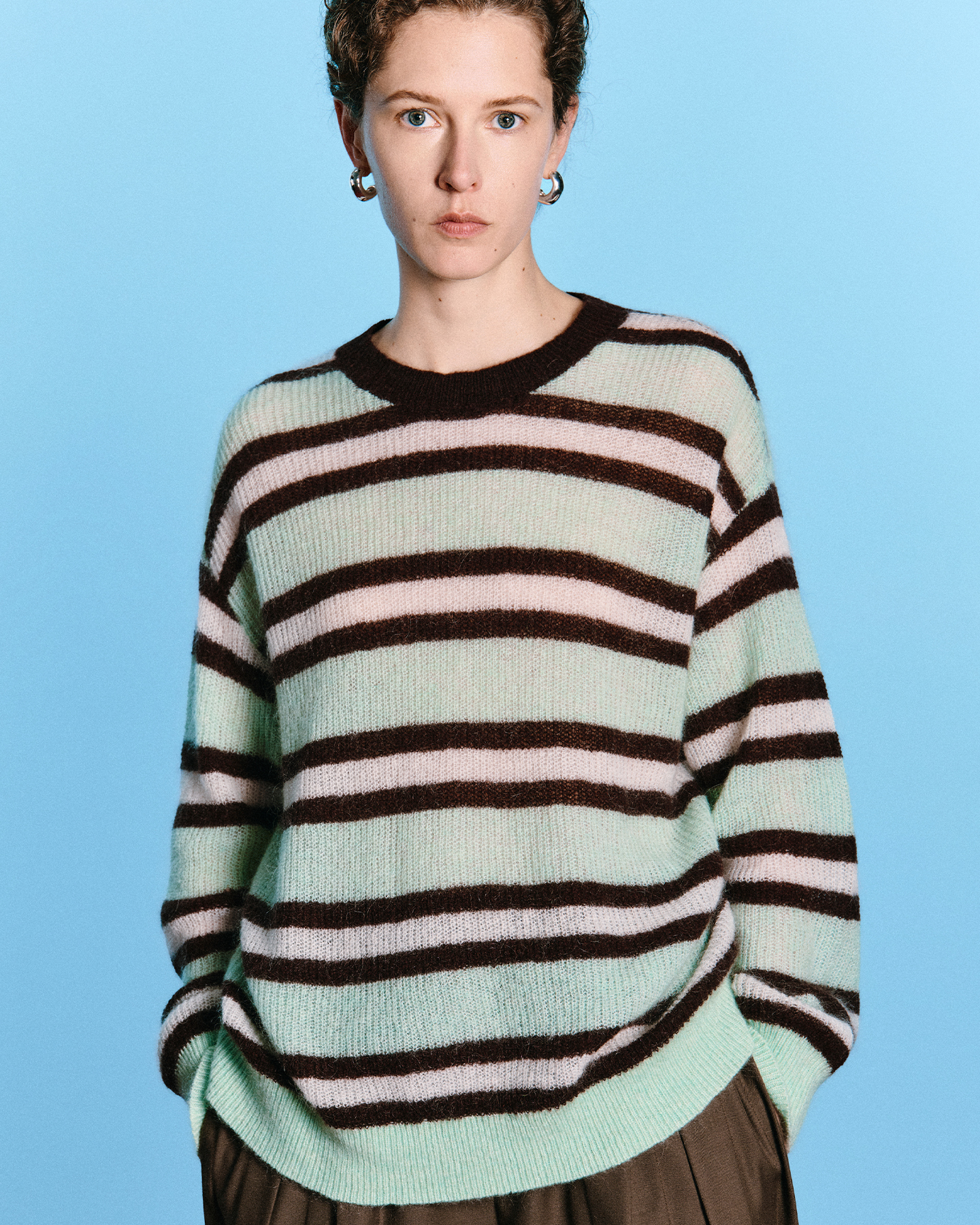 Mint-Chocolate Stripe Knit – Merino Blend