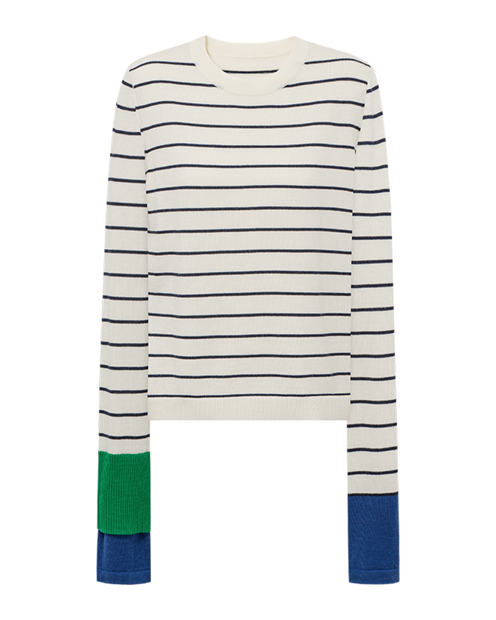 Contrast-Stripe Wool Pullover