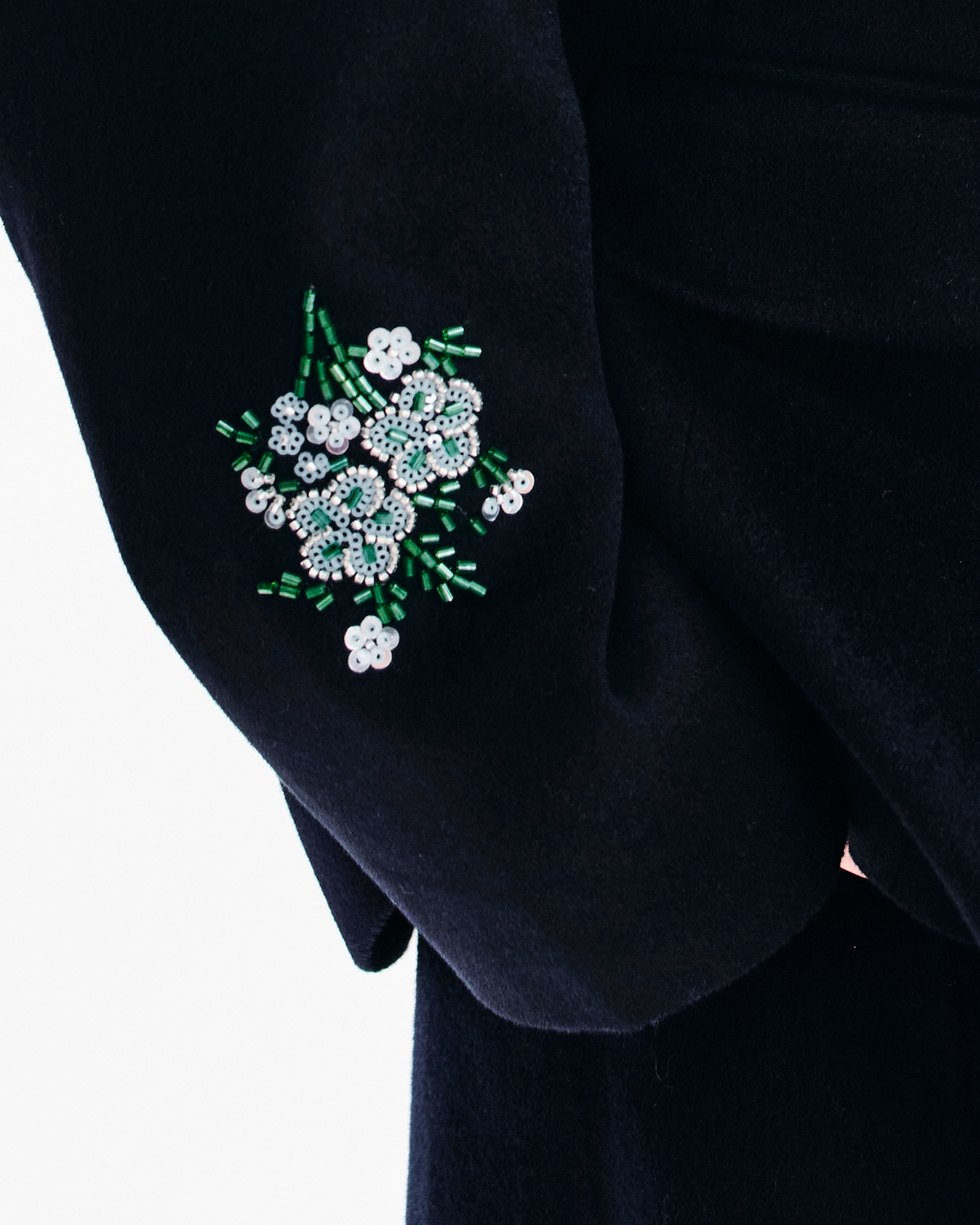 Meconopsis-Embroidered Wool Blazer – Relaxed Fit