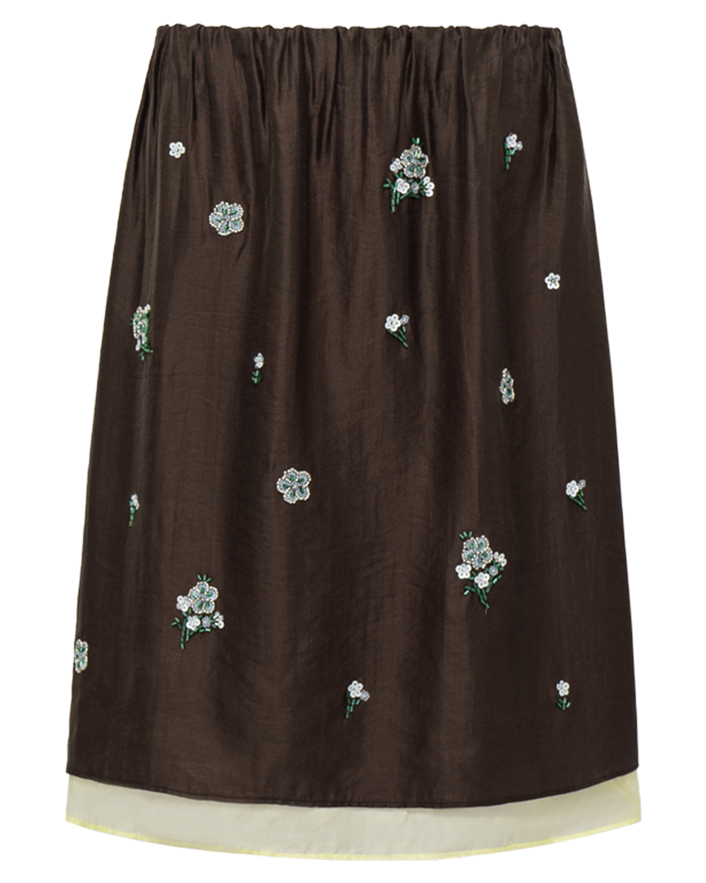 Meconopsis-Print Mini Skirt – Beaded Detail
