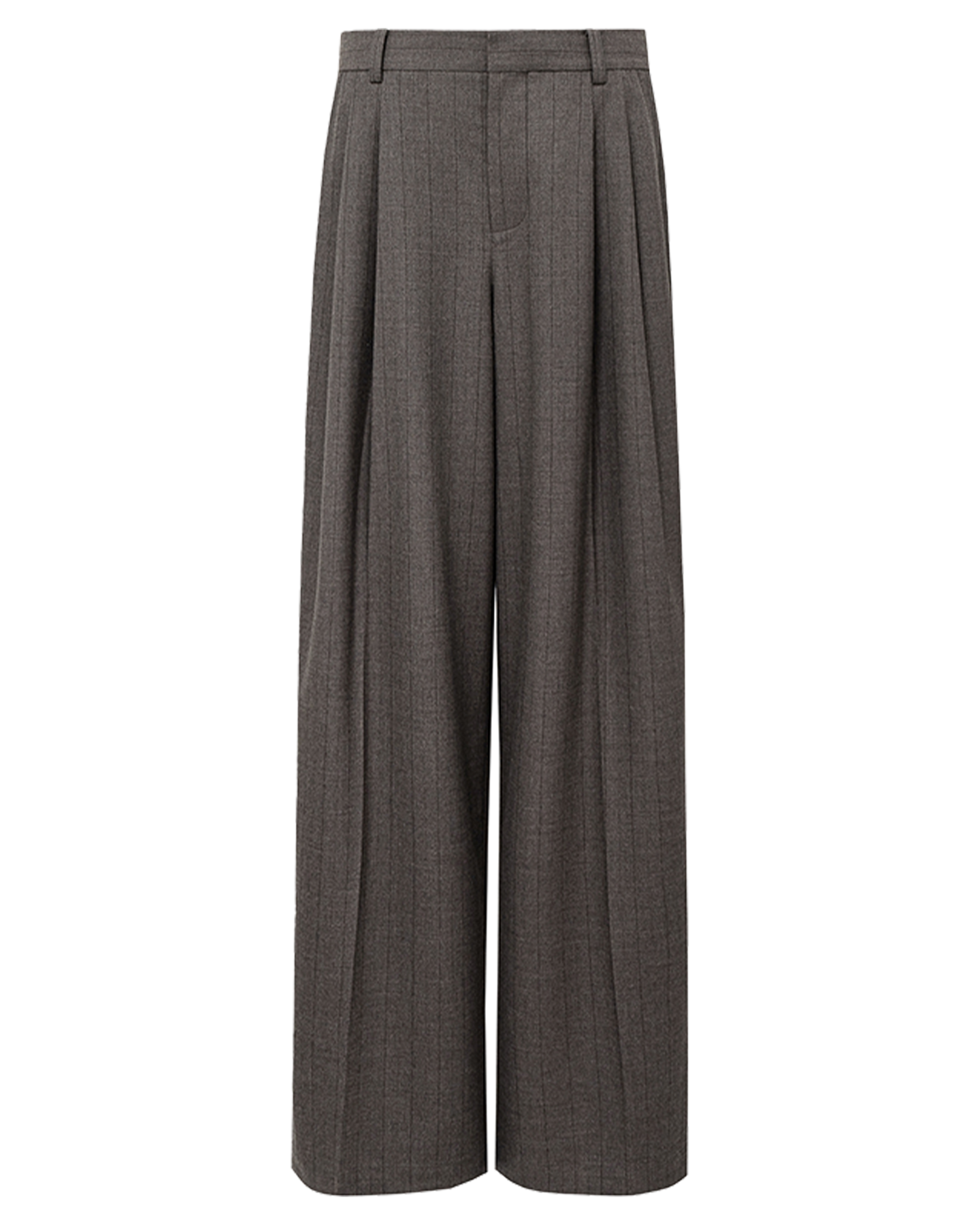 Pleated Straight-Leg Trousers – Textured Shadow Stripe