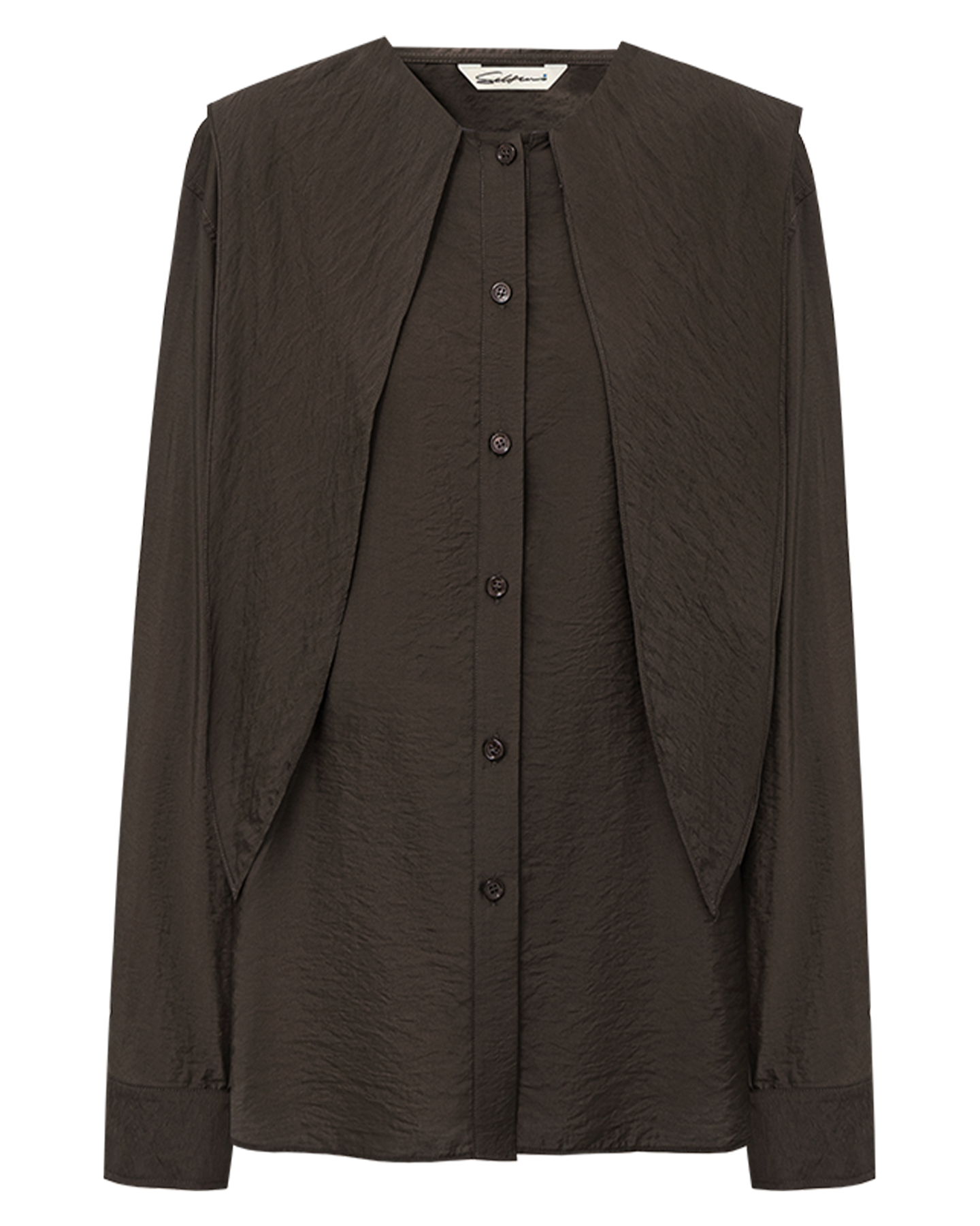 Modal-Silk Hooded Shirt with Bunny-Ear Scarf Collar