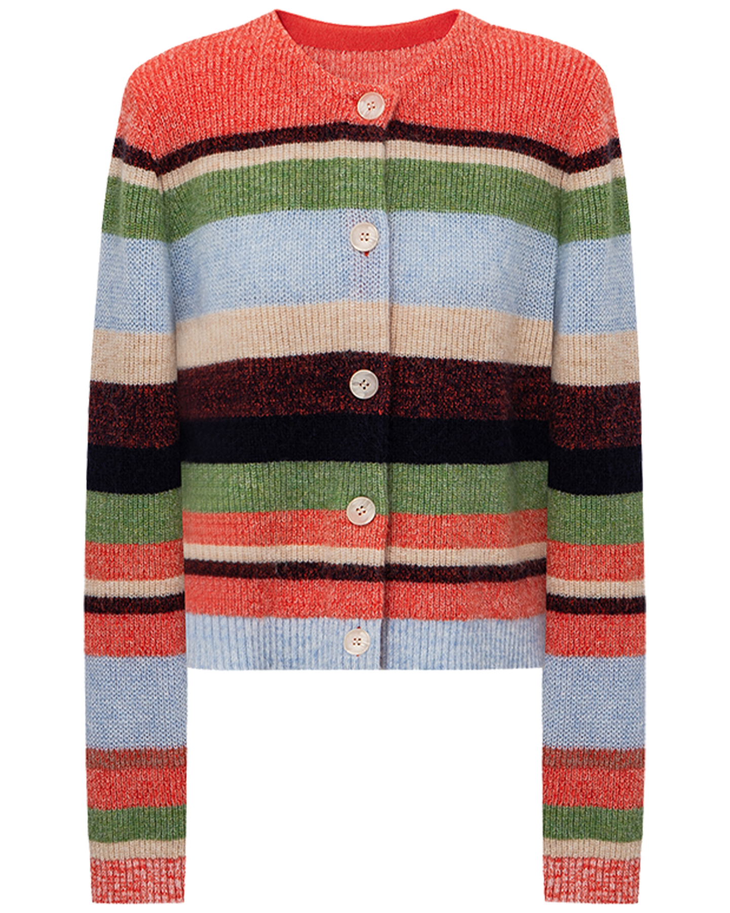 Rainbow-Stripe Cardigan – Wool-Mohair Blend