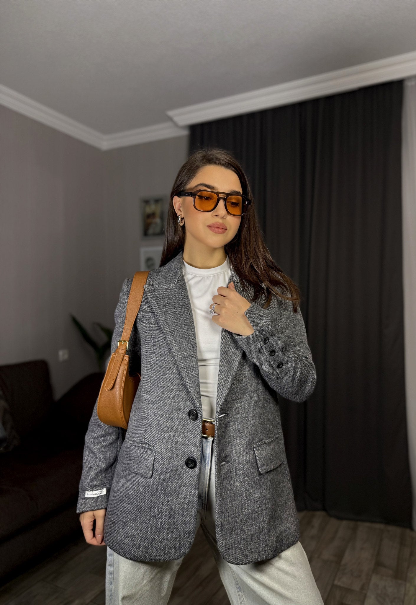 SELFWHO New High-Grade Gray Wool Suit Jacket For Women