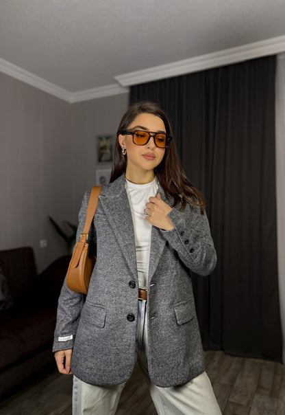 SELFWHO New High-Grade Gray Wool Suit Jacket For Women